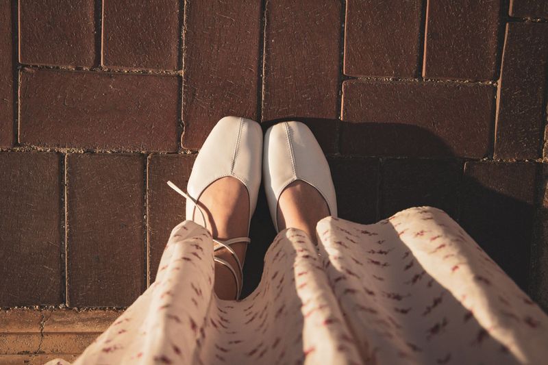 A pair of ballet flats in editorial styling
