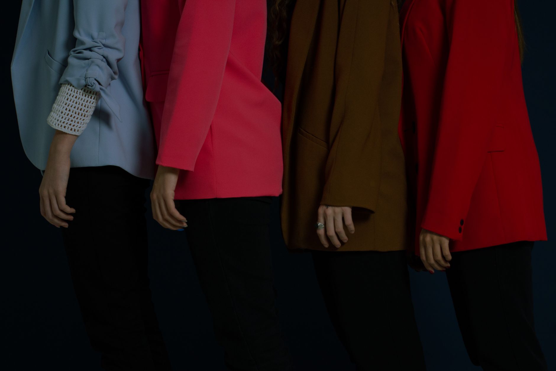 Close up of a blazer shoulder seam