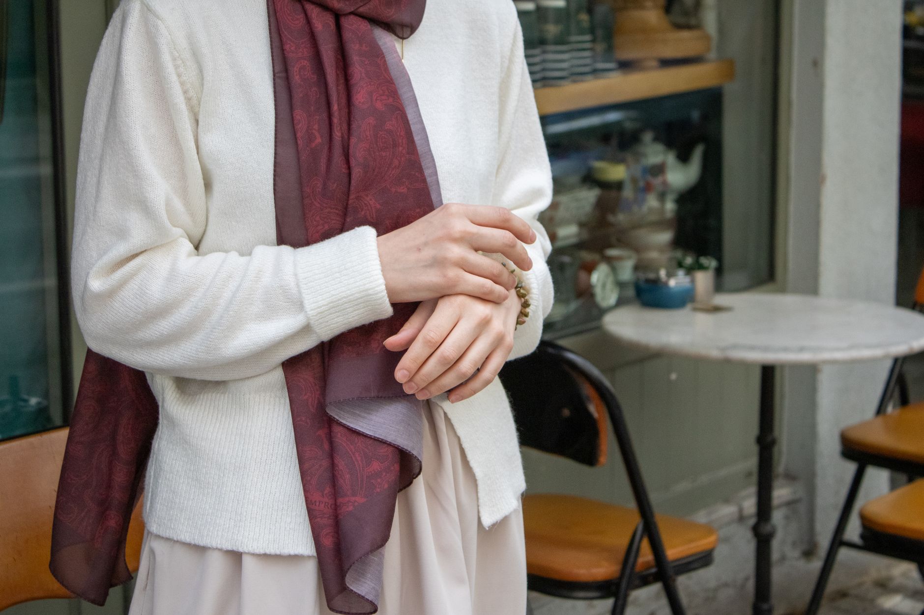 Burgundy fashion accessories flat lay