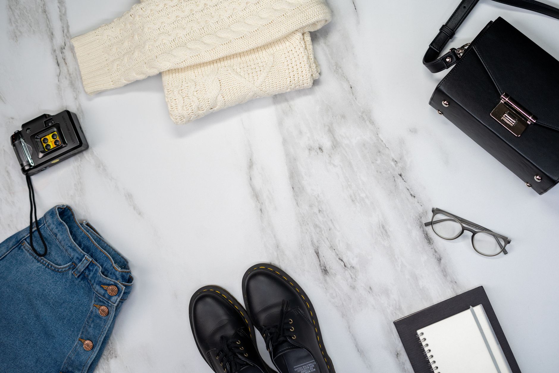 A minimalist capsule wardrobe flat lay