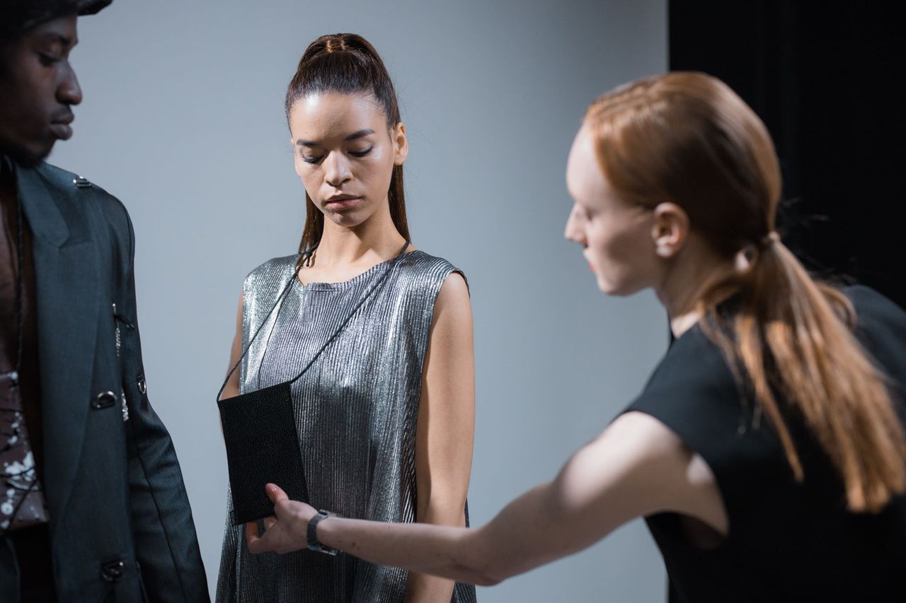 A model walking a minimalist runway