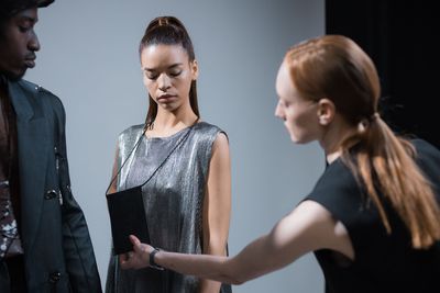 A model walking a minimalist runway