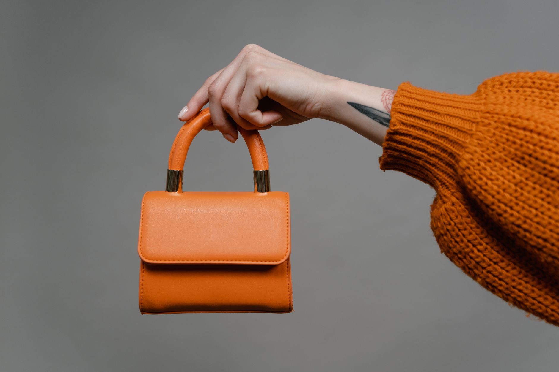 Close up of an iconic small leather handbag
