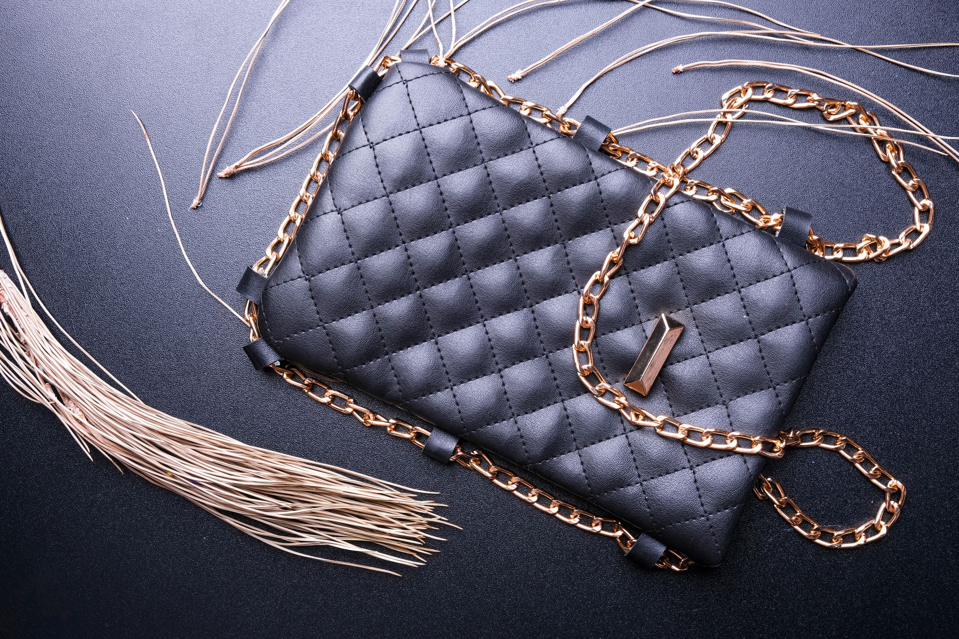 A quilted classic luxury handbag close up
