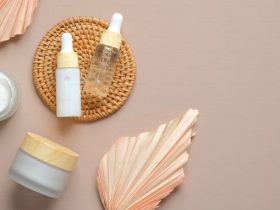 Luxury skincare products flatlay Drunk Elephant Glossier Westman Atelier